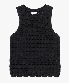 pull sans manches en maille ajouree femme noir pullsE886701_4