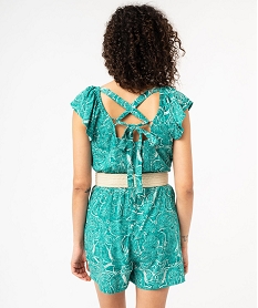 combishort manches courtes avec brides croisees dans le dos femme vert combishortsE887101_3
