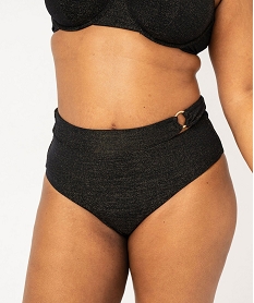 GEMO Bas de maillot de bain grande taille pailleté taille haute femme noir standard