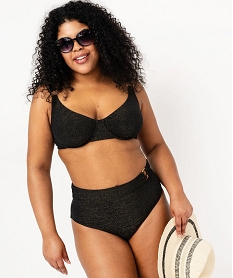 GEMO Haut de maillot de bain grande taille emboitant et pailleté femme noir standard