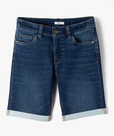 GEMO Bermuda en jean ultra stretch à revers garçon Bleu