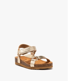 sandales fille unies a brides effet metallise et a scratch goldE889501_2
