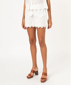 GEMO Short large en voile ajouré femme blanc chine
