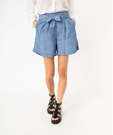 GEMO Short en Lyocell coupe large femme bleu vif