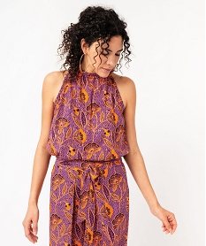 GEMO Blouse sans manches fluide à motifs dorés femme Imprimé
