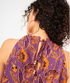 blouse sans manches fluide a motifs dores femme violet blousesE890401_2