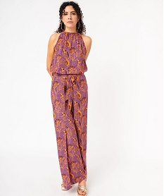 blouse sans manches fluide a motifs dores femme violet blousesE890401_4