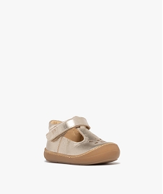 chaussures premiers pas bebe fille en cuir vernis uni et a scratch - na! jauneE894701_2