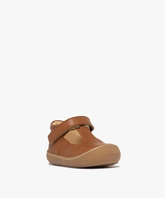 chaussures premiers pas bebe garcon salome en cuir uni et a scratch - na! orangeE894801_2