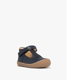 chaussures premiers pas bebe garcon salome en cuir uni et a scratch - na! bleu chaussures de parcE894901_2