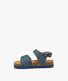 sandales bebe garcon en toile effet denim avec double scratch bleu sandales et nu-piedsE895401_3