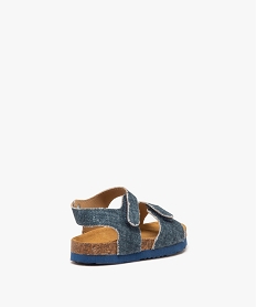 sandales bebe garcon en toile effet denim avec double scratch bleu sandales et nu-piedsE895401_4