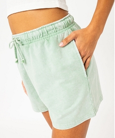 short en maille avec ceinture ajustable femme vert shortsE896801_2