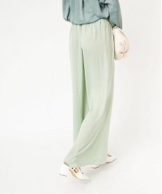pantalon large et fluide en satin uni femme vert pantalonsE897001_3