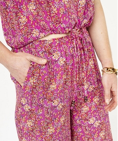 pantacourt large et fluide imprime femme rose pantacourtsE897301_2