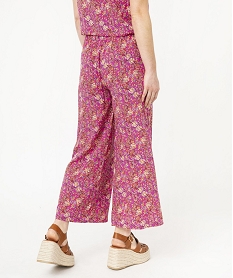 pantacourt large et fluide imprime femme rose pantacourtsE897301_3