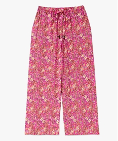 pantacourt large et fluide imprime femme rose pantacourtsE897301_4