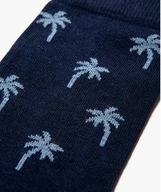 chaussettes hautes a motif palmiers homme (lot de 2) bleuE898301_3