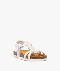 sandales fille vernies avec bride centrale a paillettes et bride cheville a boucle blanc standardE900401_2