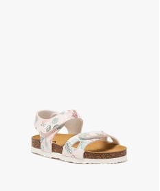 sandales fille a double scratch et bride talon a motifs blanc vifE900901_2