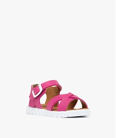sandales fille a brides unies avec boucle et semelle contrastantes rose standard sandales et nu-piedsE901101_2
