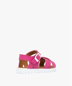 sandales fille a brides unies avec boucle et semelle contrastantes rose standard sandales et nu-piedsE901101_4