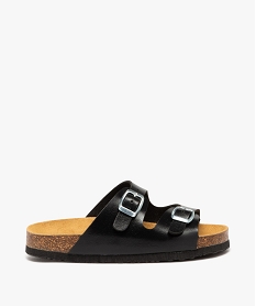 GEMO Mules fille unies à larges brides à boucle brillantes noir standard