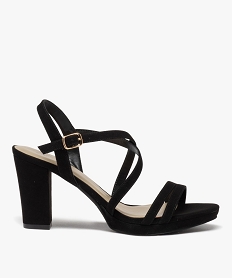 GEMO Sandales femme unies en suédine avec fines brides entrelacées noir standard