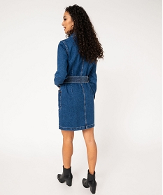 robe en jean a manches longues avec large ceinture femme bleuE903001_3