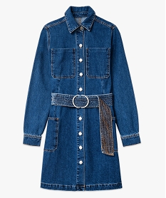 robe en jean a manches longues avec large ceinture femme bleuE903001_4