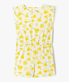 GEMO Combishort sans manches en coton imprimé fille blanc chine
