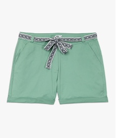 short en toile avec ceinture tissee femme grande taille vert pantacourts et shortsE906001_4