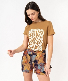 tee-shirt a manches courtes avec motif en relief femme orange t-shirts manches courtesE907101_2