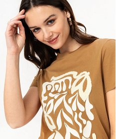 tee-shirt a manches courtes avec motif en relief femme orange t-shirts manches courtesE907101_4