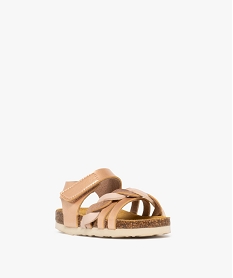 sandales bebe fille a scratch avec bride tressee et dessus irise rose sandales et nu-piedsE909301_2