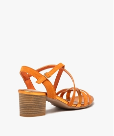 sandales femme a talon carre avec brides en cuir fantaisie - taneo orange sandales a talonE910201_4