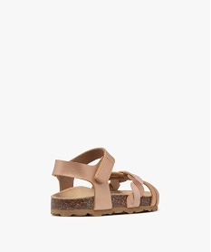 sandales fille a scratch avec bride irisee tressee marron standardE945601_4