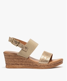 sandales femme a talon compense avec bride elastique scintillante jaune sandales a talonE945901_1