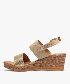 sandales femme a talon compense avec bride elastique scintillante jaune sandales a talonE945901_3