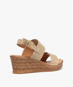 sandales femme a talon compense avec bride elastique scintillante jaune sandales a talonE945901_4
