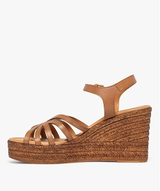 sandales femme compensees a fines brides unies et surpiquees - taneo marron standard sandales a talonE946201_3