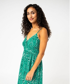 robe imprimee a fines bretelles et taille empire femme vert robesE949401_2