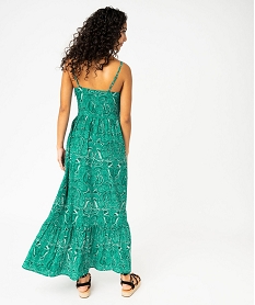 robe imprimee a fines bretelles et taille empire femme vert robesE949401_3