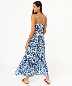 robe imprimee a fines bretelles et taille empire femme bleu robesE949501_3