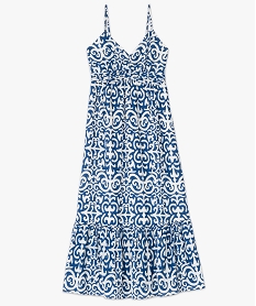 robe imprimee a fines bretelles et taille empire femme bleu robesE949501_4