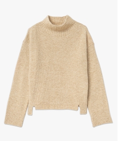 pull en maille avec col montant femme beige pullsE949901_4