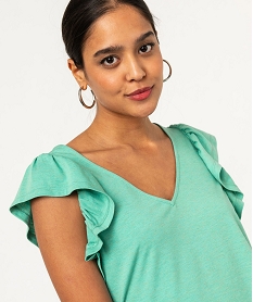 tee-shirt manches courtes volantes a paillettes femme bleu t-shirts manches courtesE950001_2