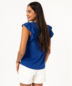 tee-shirt manches courtes volantes a paillettes femme bleu t-shirts manches courtesE950101_3