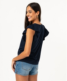 tee-shirt manches courtes volantes a paillettes femme bleu t-shirts manches courtesE950301_3