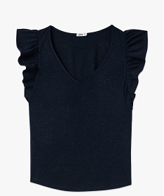tee-shirt manches courtes volantes a paillettes femme bleu t-shirts manches courtesE950301_4